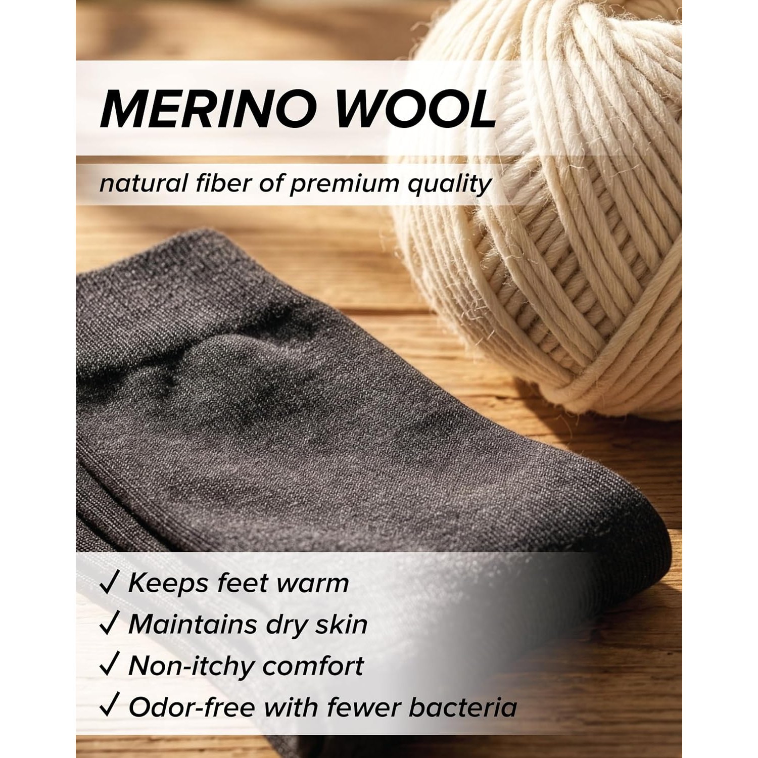 Merino Wool Socks for Men, 2 Pairs: image 6