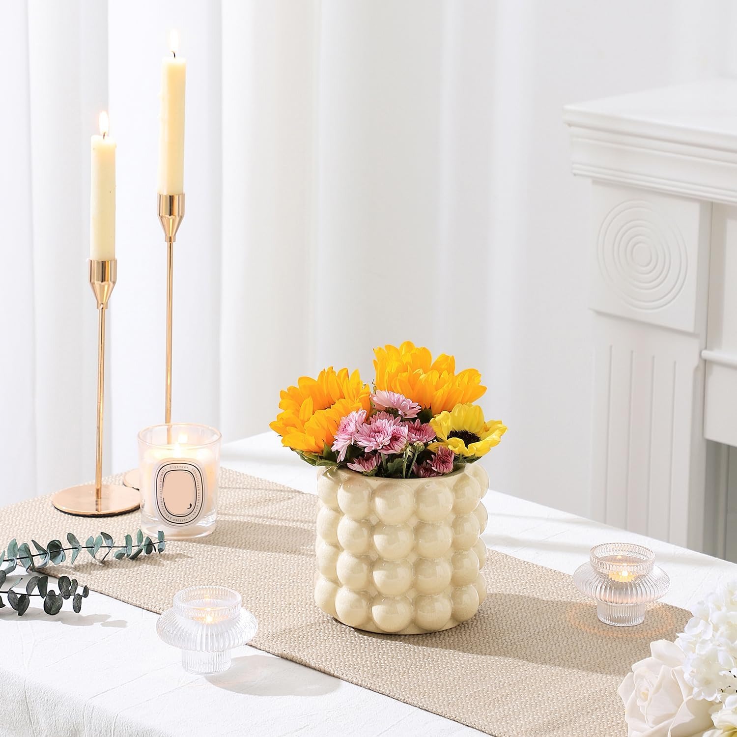 Beige Bubble Ceramic Vase