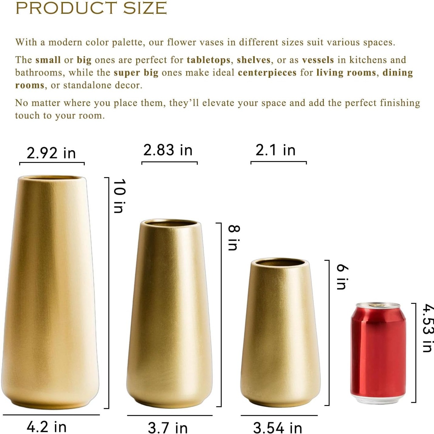 Light Gold Ceramic Vase 25 cm