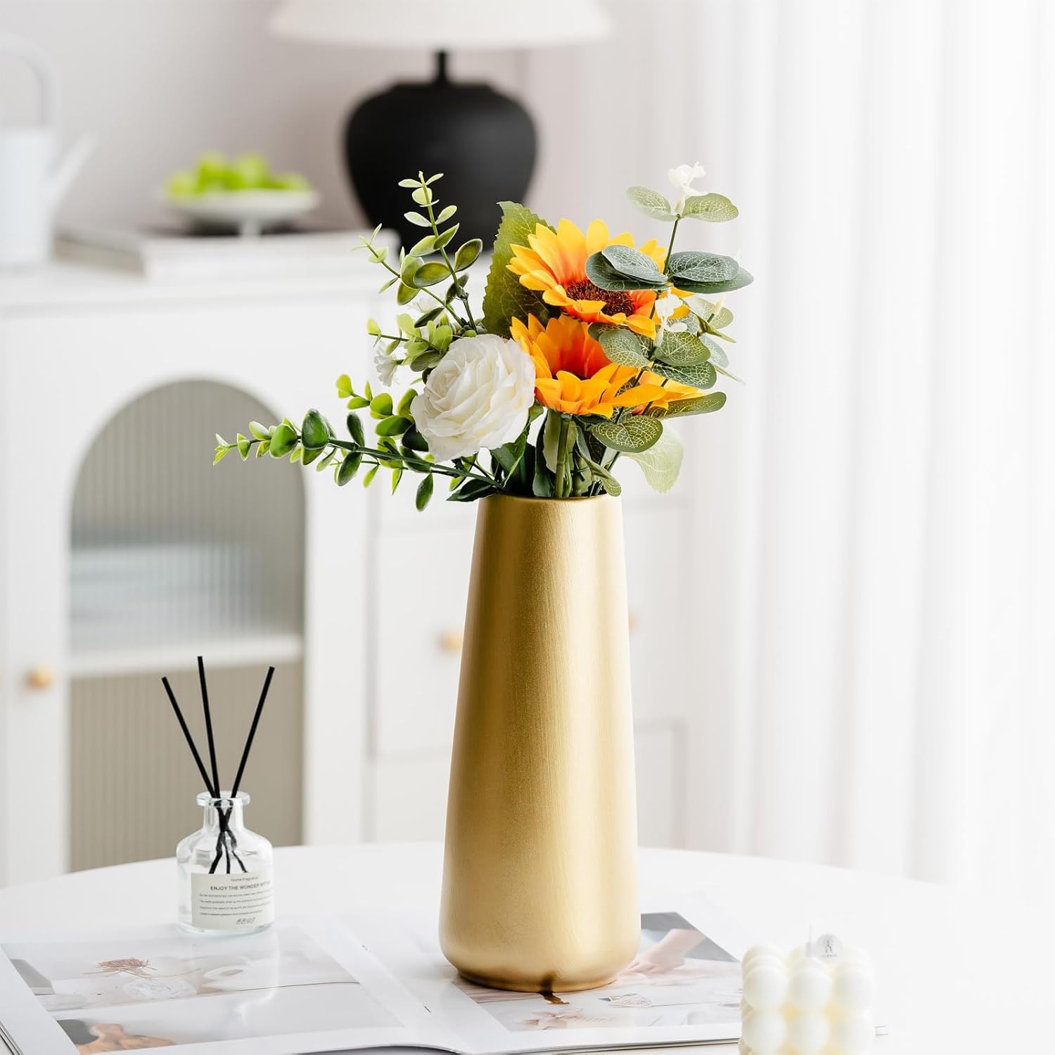 Light Gold Ceramic Vase 25 cm