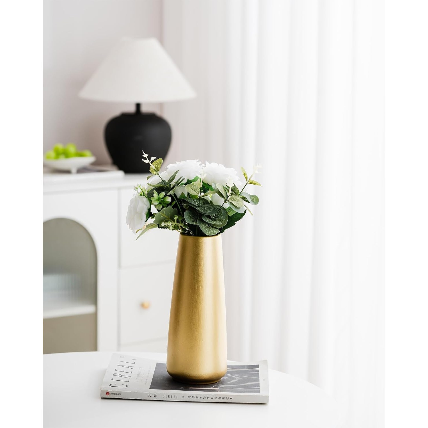 Light Gold Ceramic Vase 25 cm: image 7