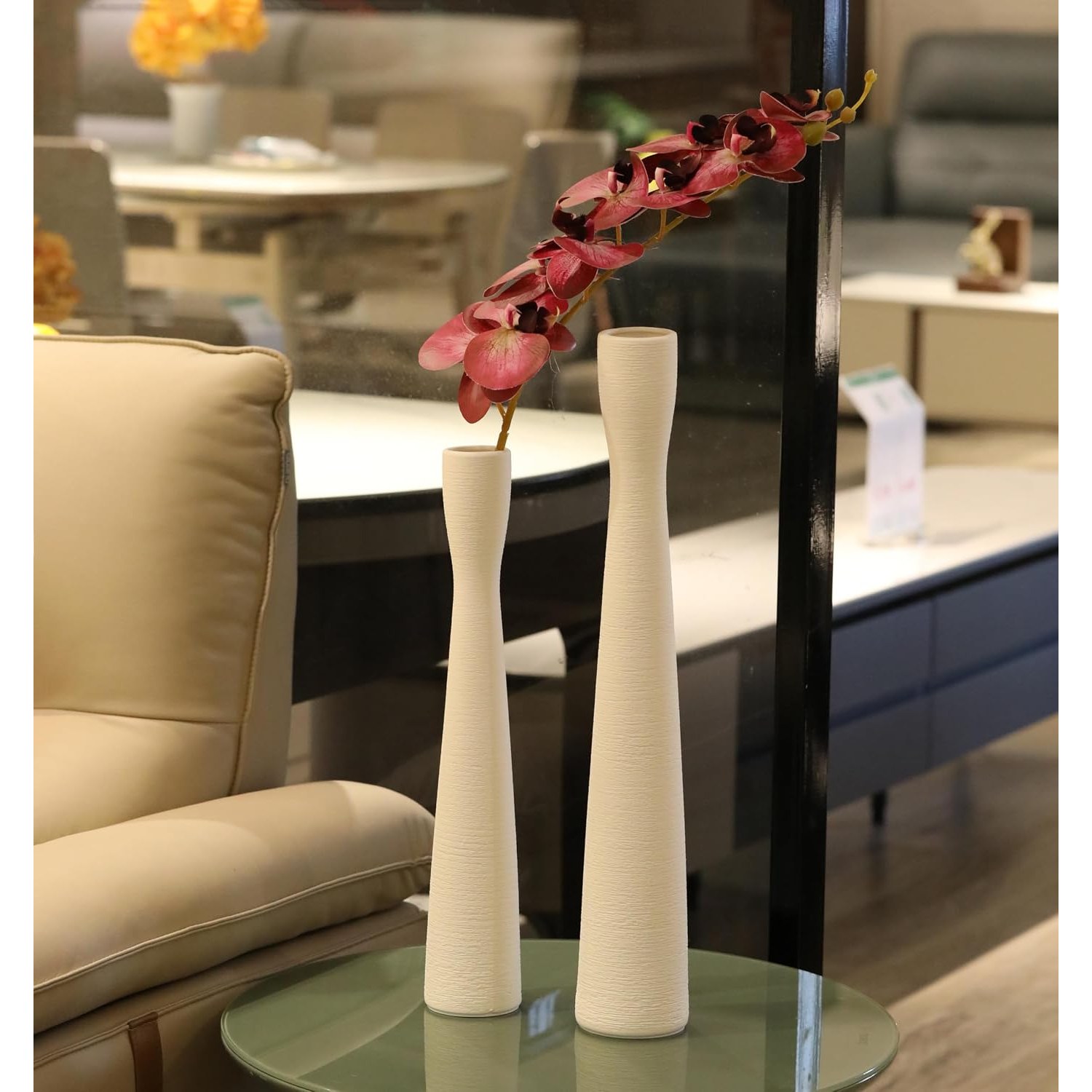 Tall White Ceramic Floor Vase 50 cm: image 5
