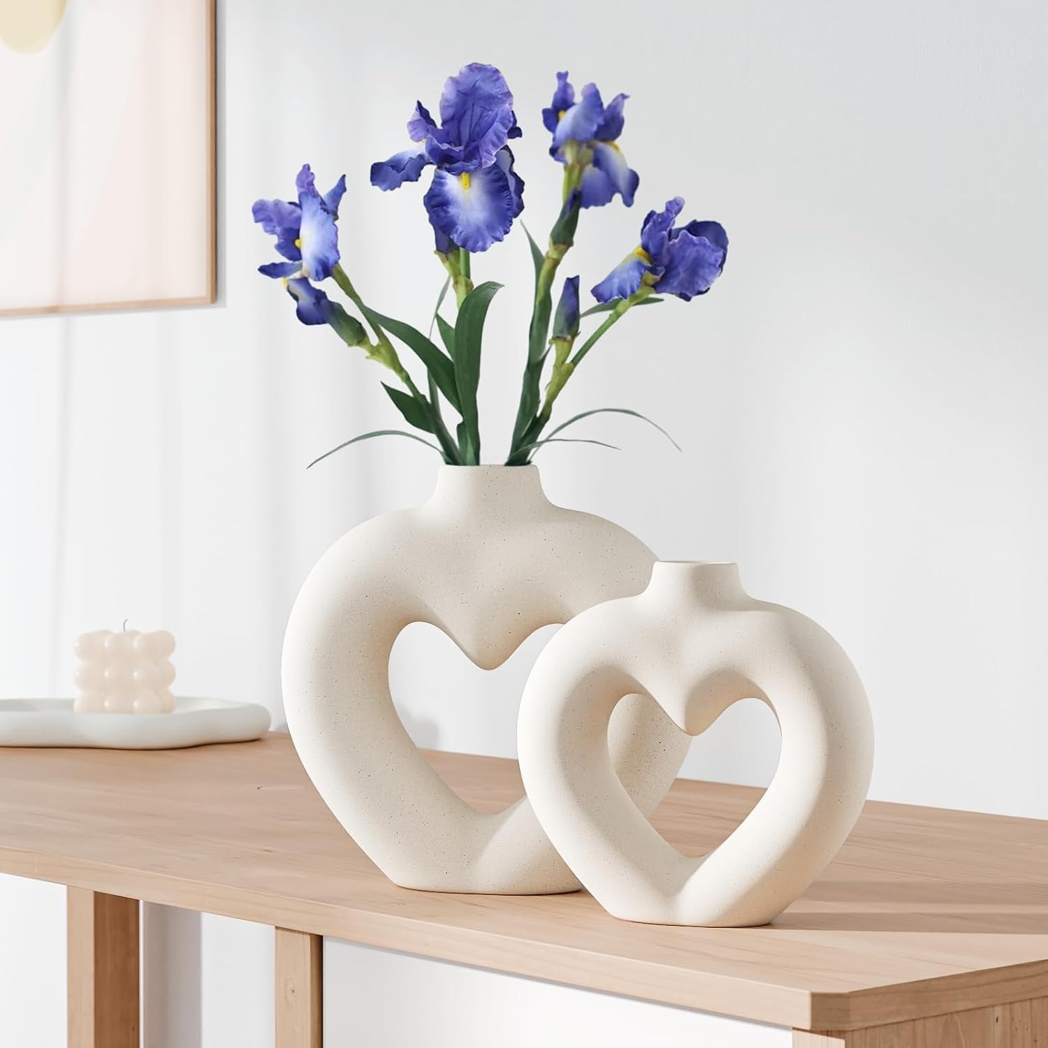 White Heart Ceramic Vases (Set of 2): image 4