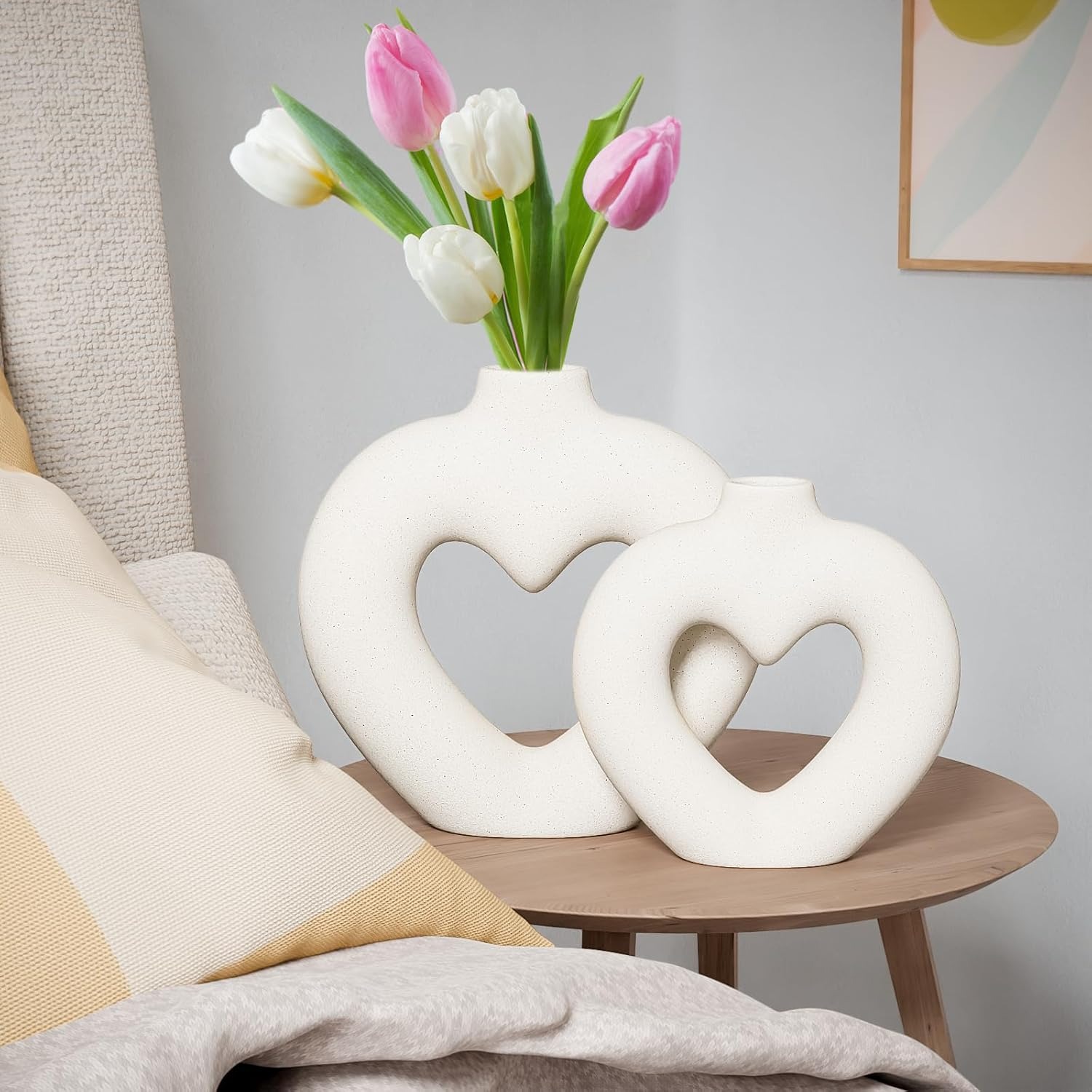 White Heart Ceramic Vases (Set of 2): image 7