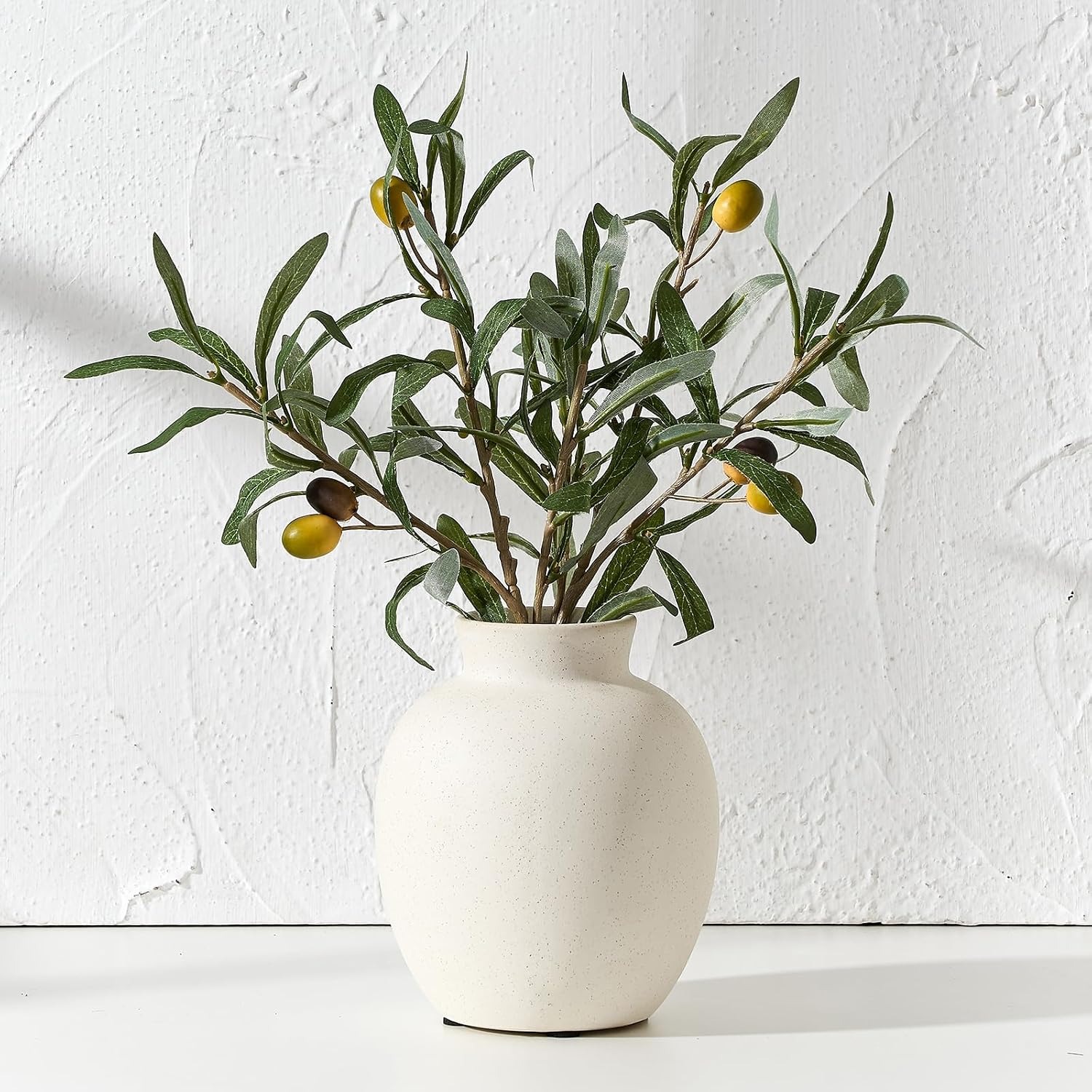 White Rustic Ceramic Vase 15 cm