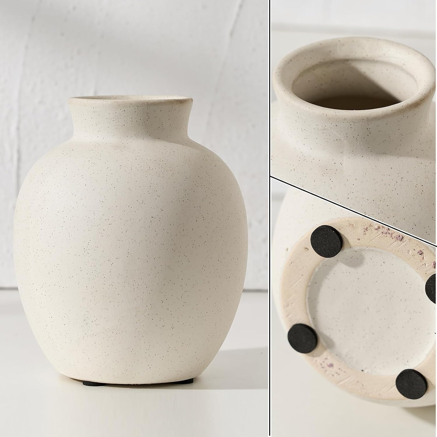 White Rustic Ceramic Vase 15 cm