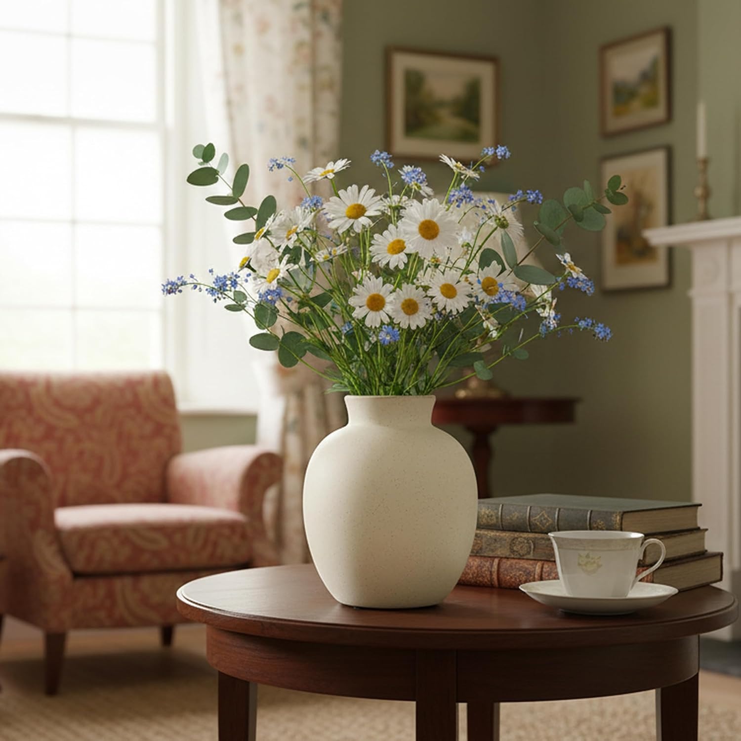 White Rustic Ceramic Vase 15 cm