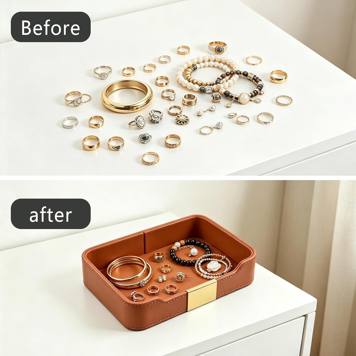 Faux Leather Desk Tray Catchall: image 2