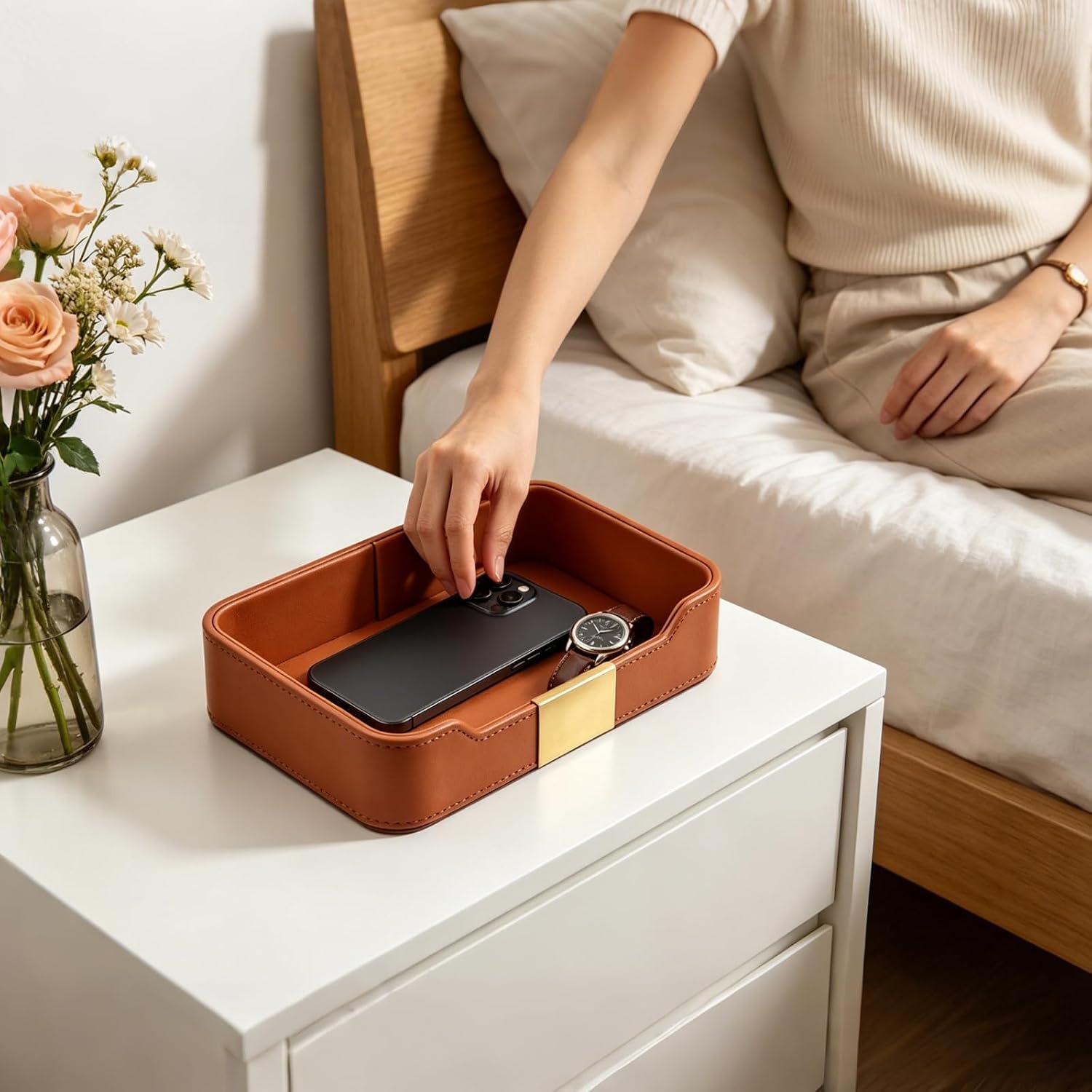 Faux Leather Desk Tray Catchall: image 3