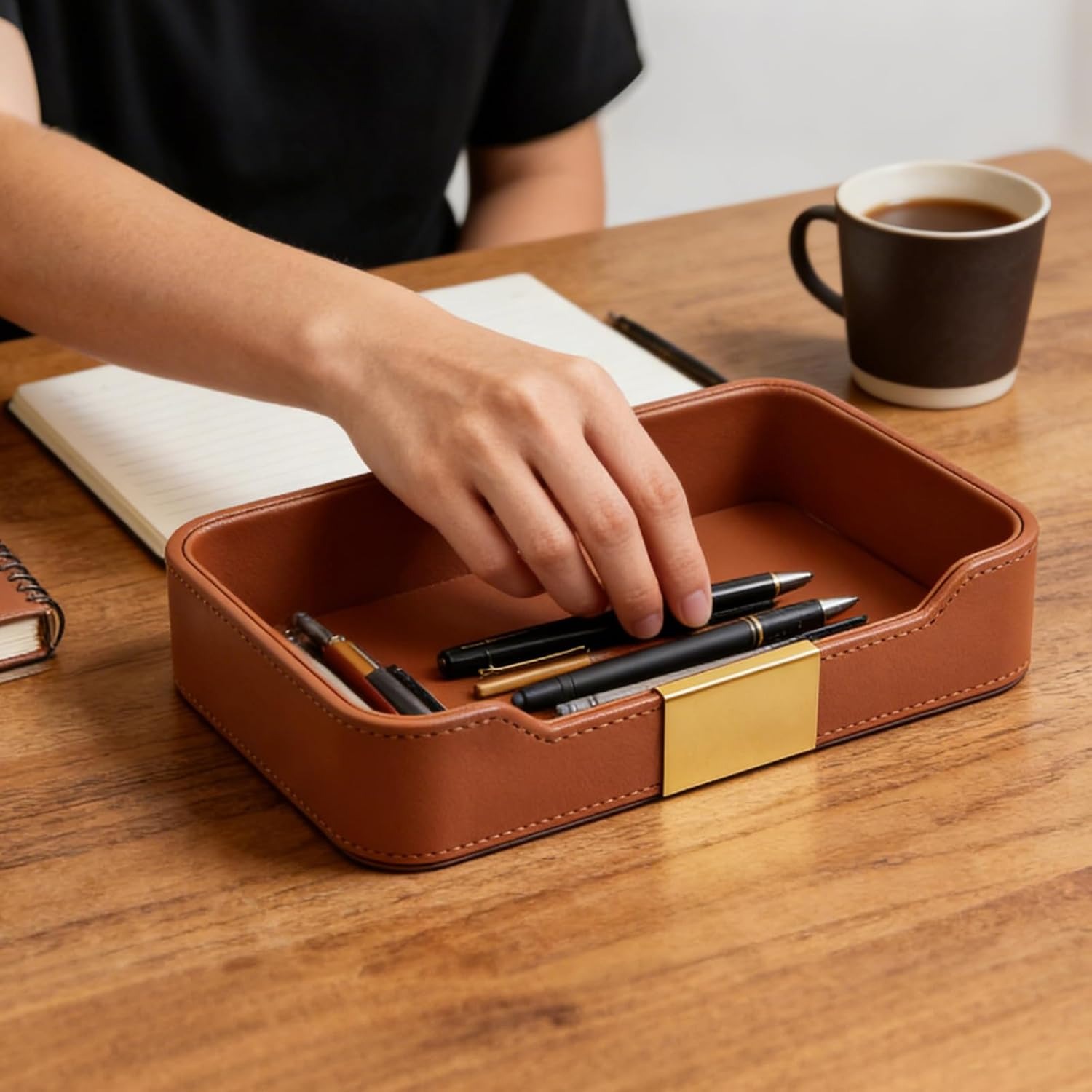 Faux Leather Desk Tray Catchall: image 4