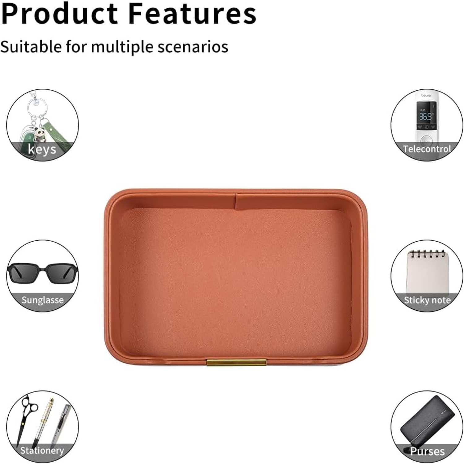 Faux Leather Desk Tray Catchall: image 9