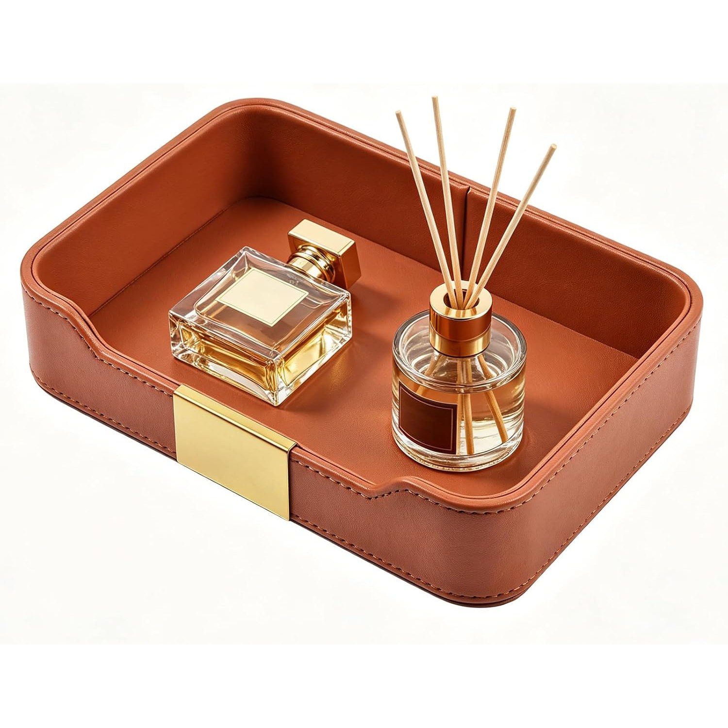 Faux Leather Desk Tray Catchall