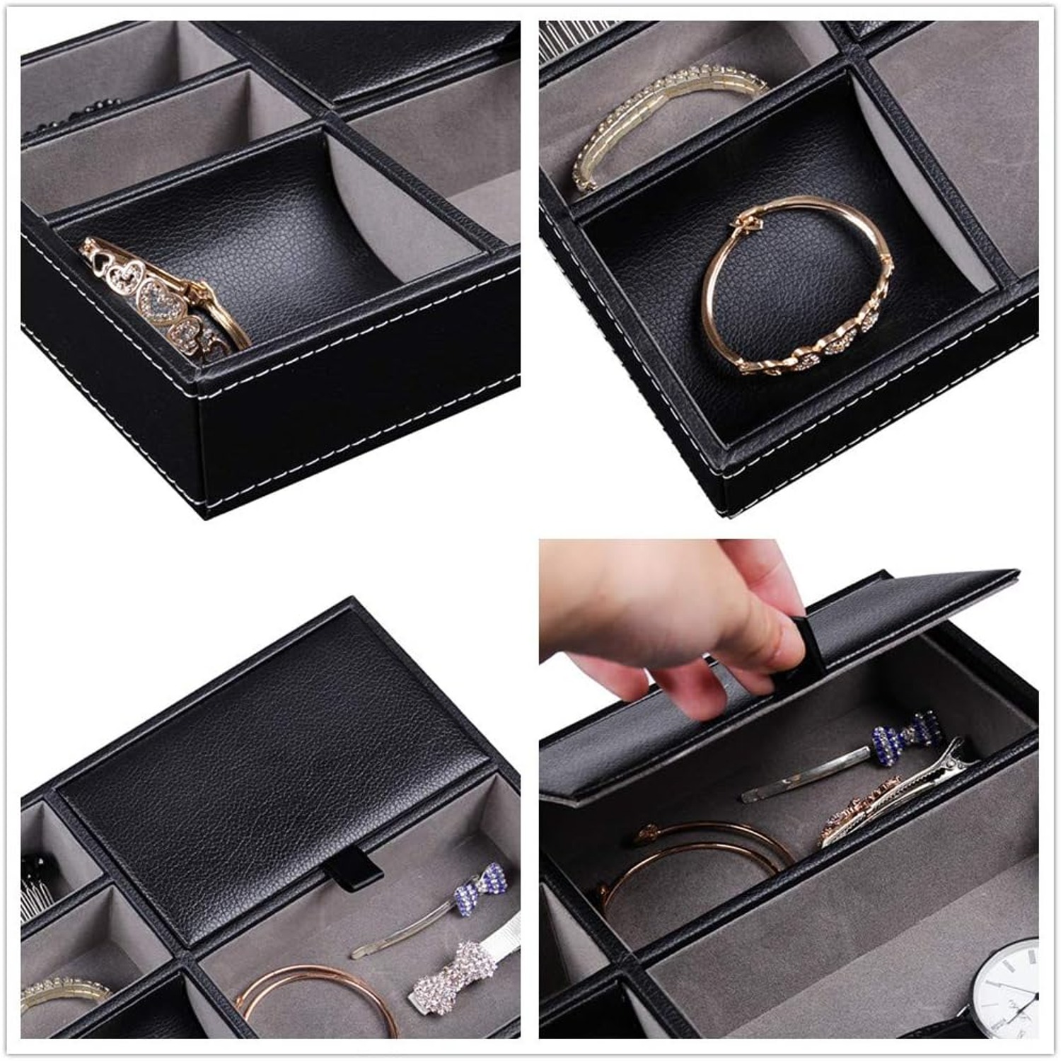 5 Compartment Faux Leather Valet Tray