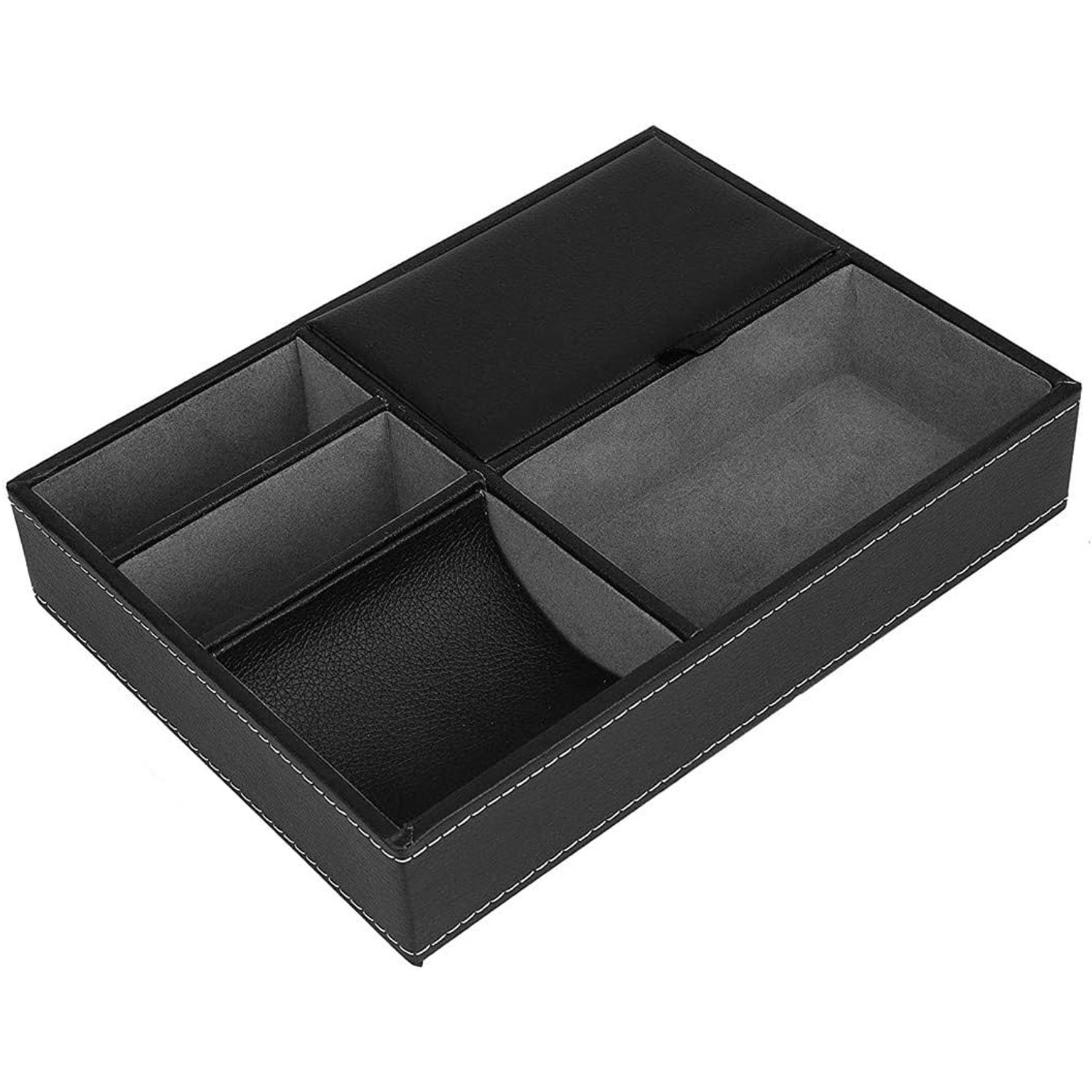 5 Compartment Faux Leather Valet Tray