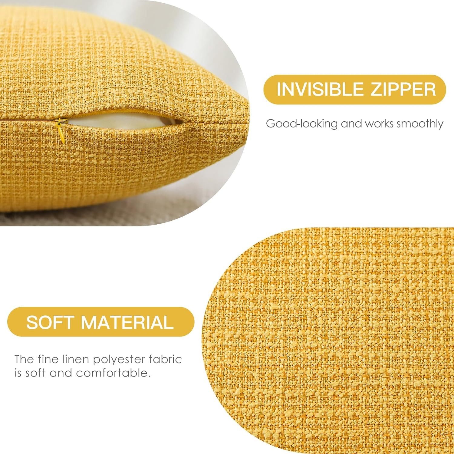 Linen Blend Lumbar Cushion Covers 30 x 50 cm (2 Pack)