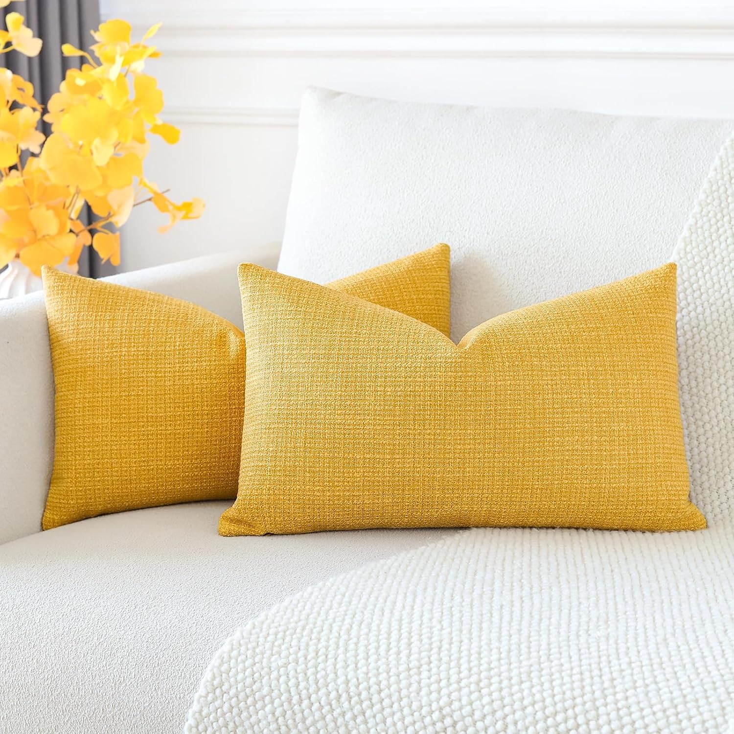 Linen Blend Lumbar Cushion Covers 30 x 50 cm (2 Pack): image 8
