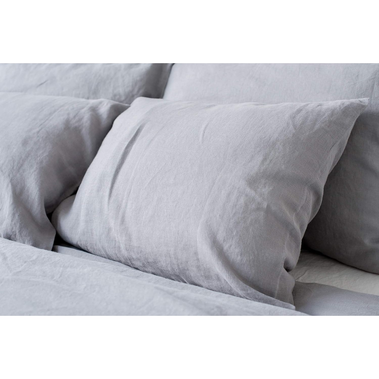 Stonewashed Linen Cushion Covers 40 cm, Light Grey, Set of 2: image 3