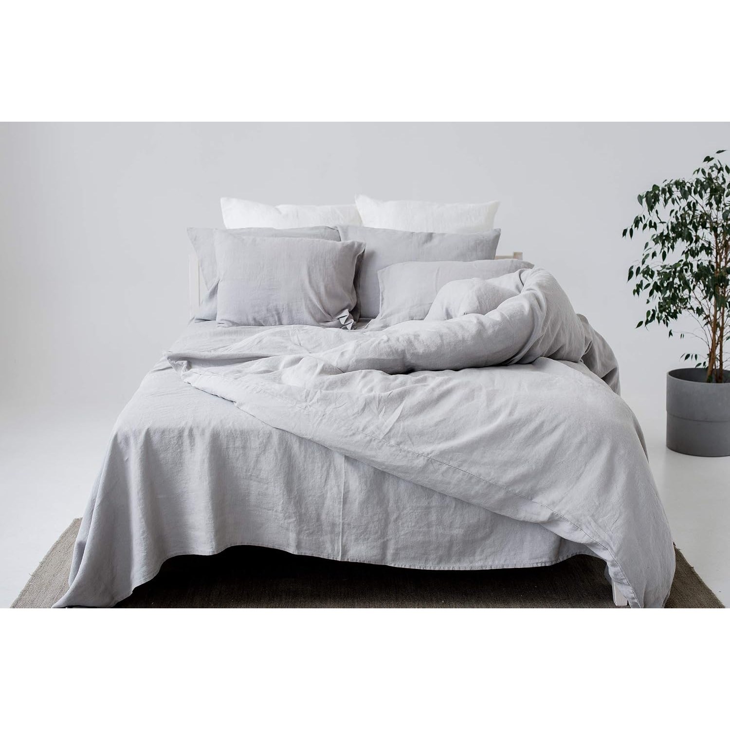 Stonewashed Linen Cushion Covers 40 cm, Light Grey, Set of 2: image 6