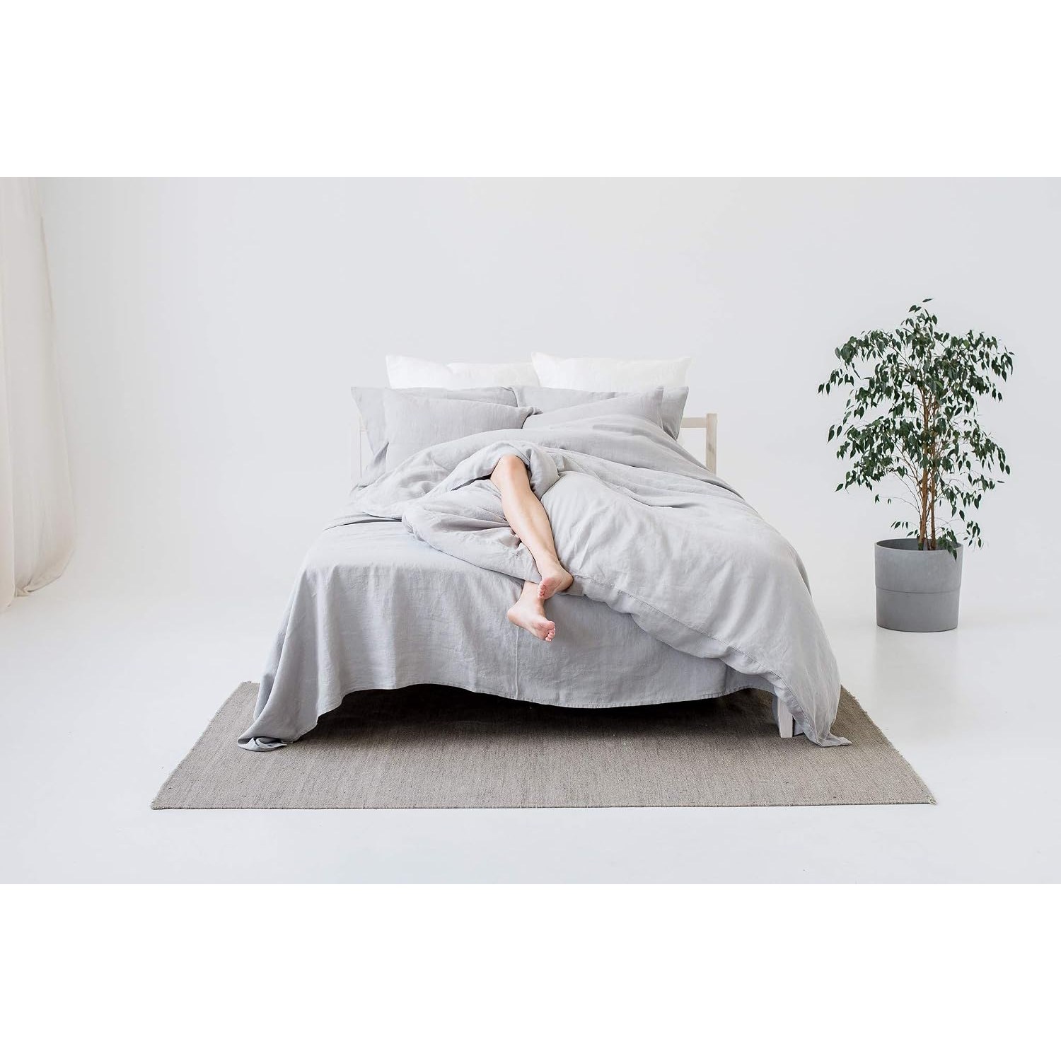 Stonewashed Linen Cushion Covers 40 cm, Light Grey, Set of 2: image 7