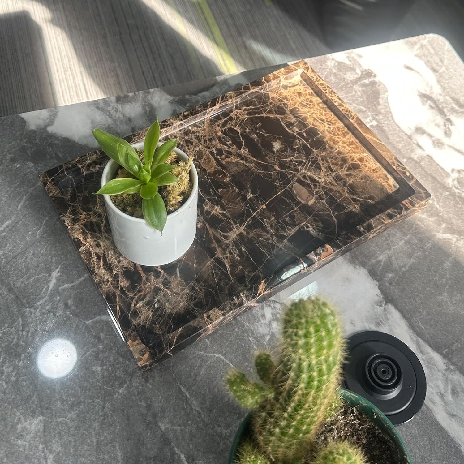 Dark Brown Marble Tray