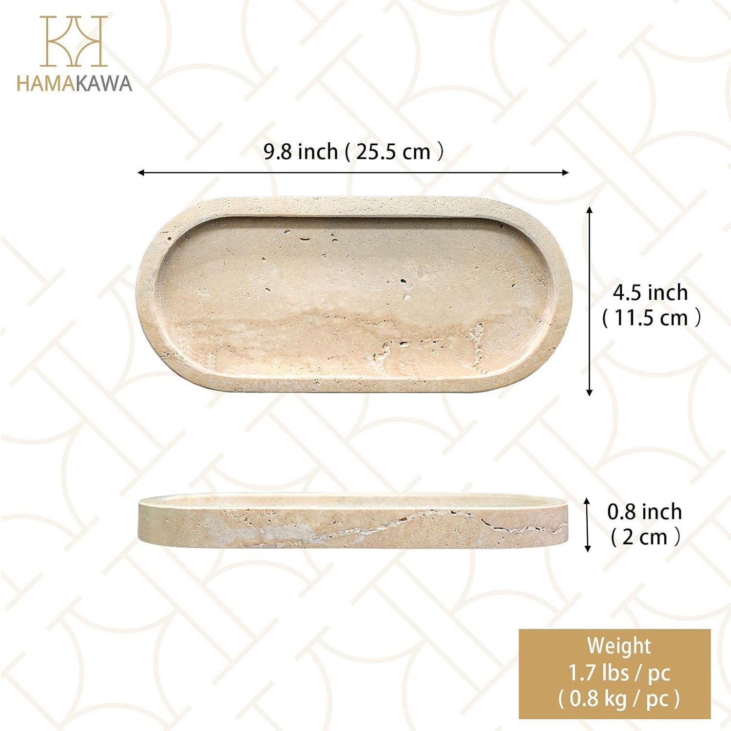 Oval Travertine Vanity Tray