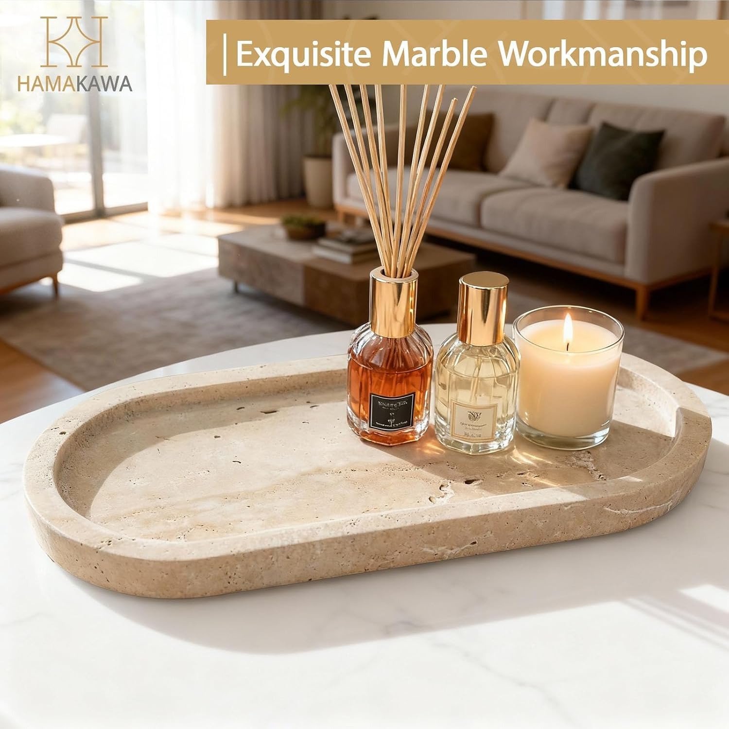 Oval Travertine Vanity Tray: image 8