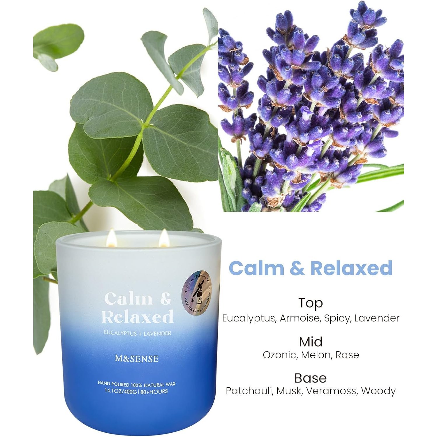 Eucalyptus & Lavender Soy Candle 400 g (Two Wick): image 2