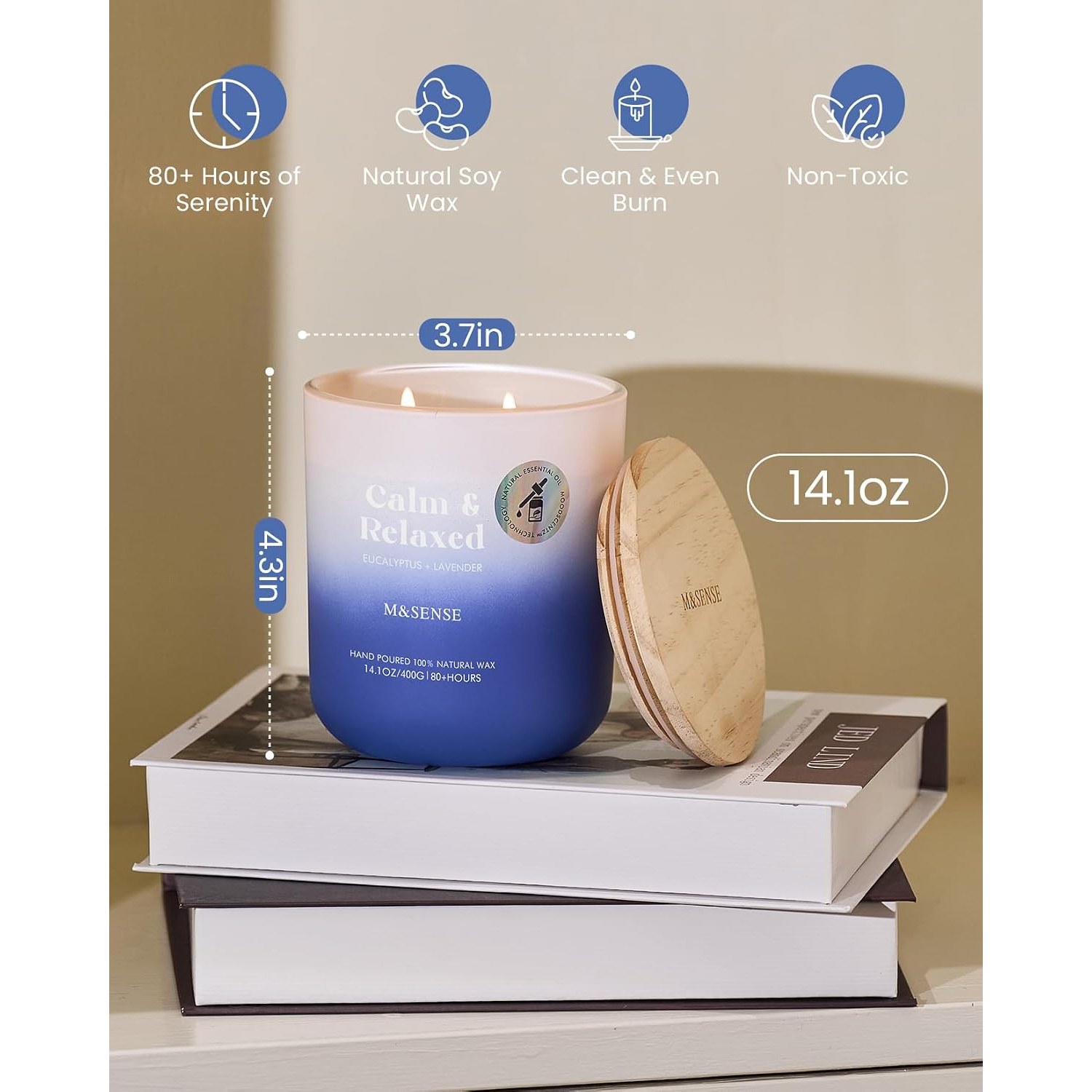 Eucalyptus & Lavender Soy Candle 400 g (Two Wick): image 4