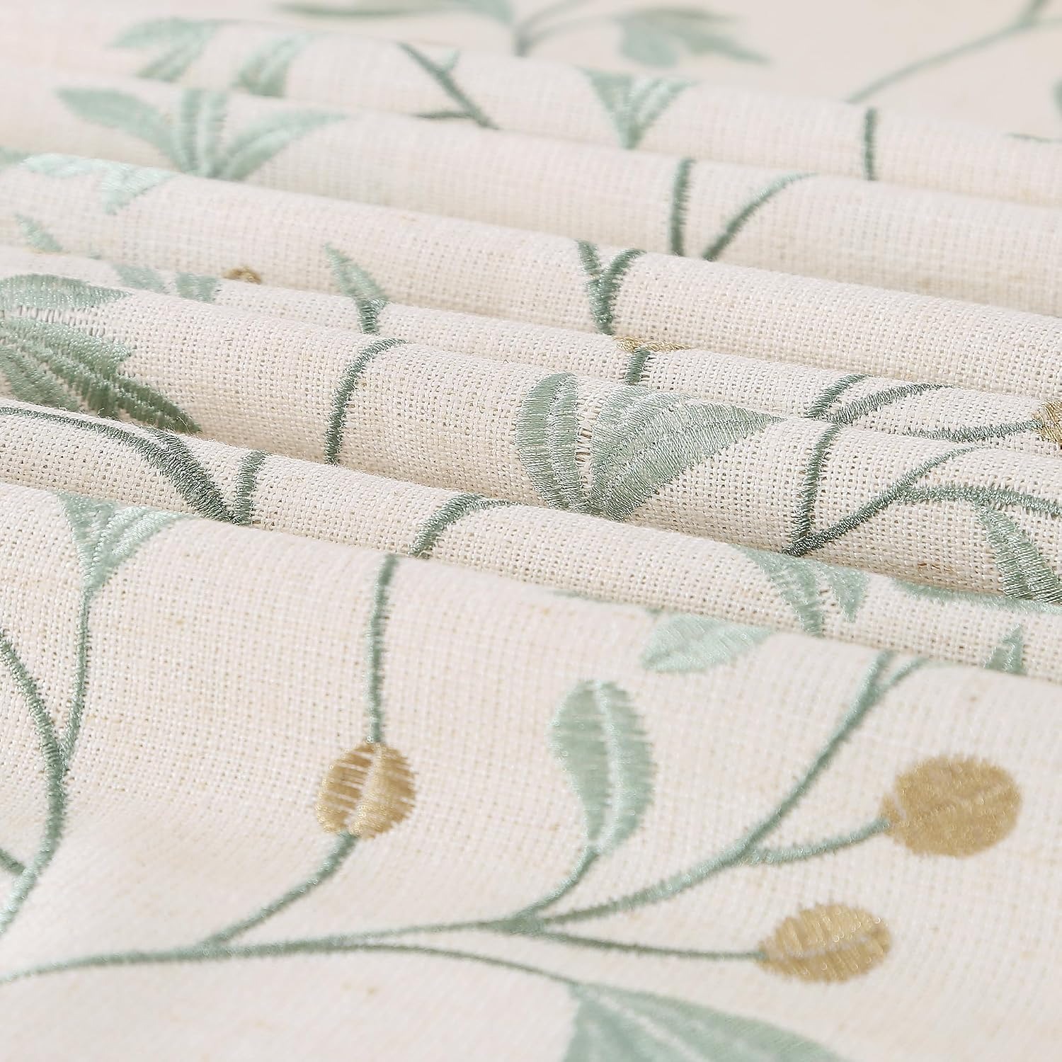 Embroidered Leaf Linen Tablecloth with Tassels: image 5