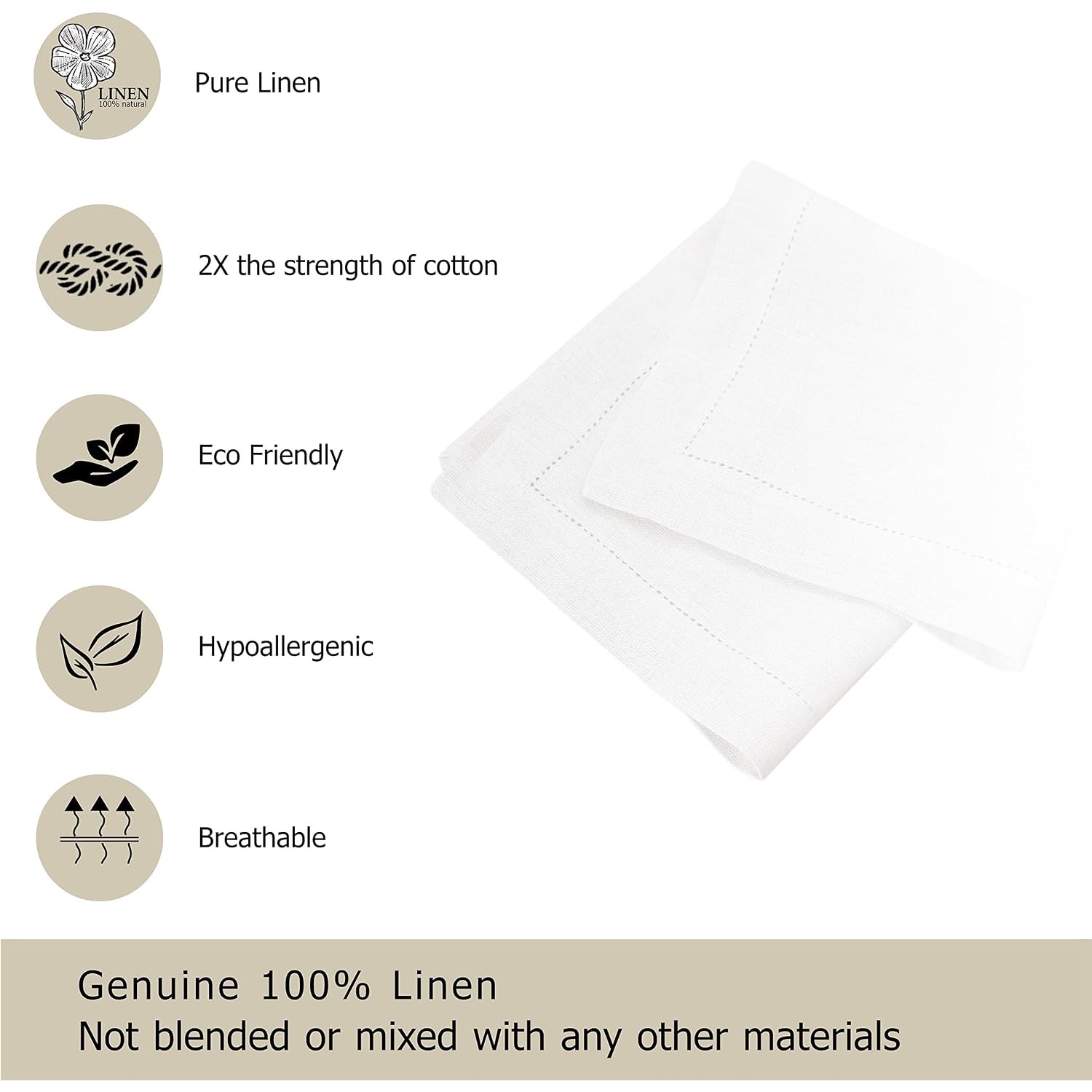Natural Linen Napkins Set of 12