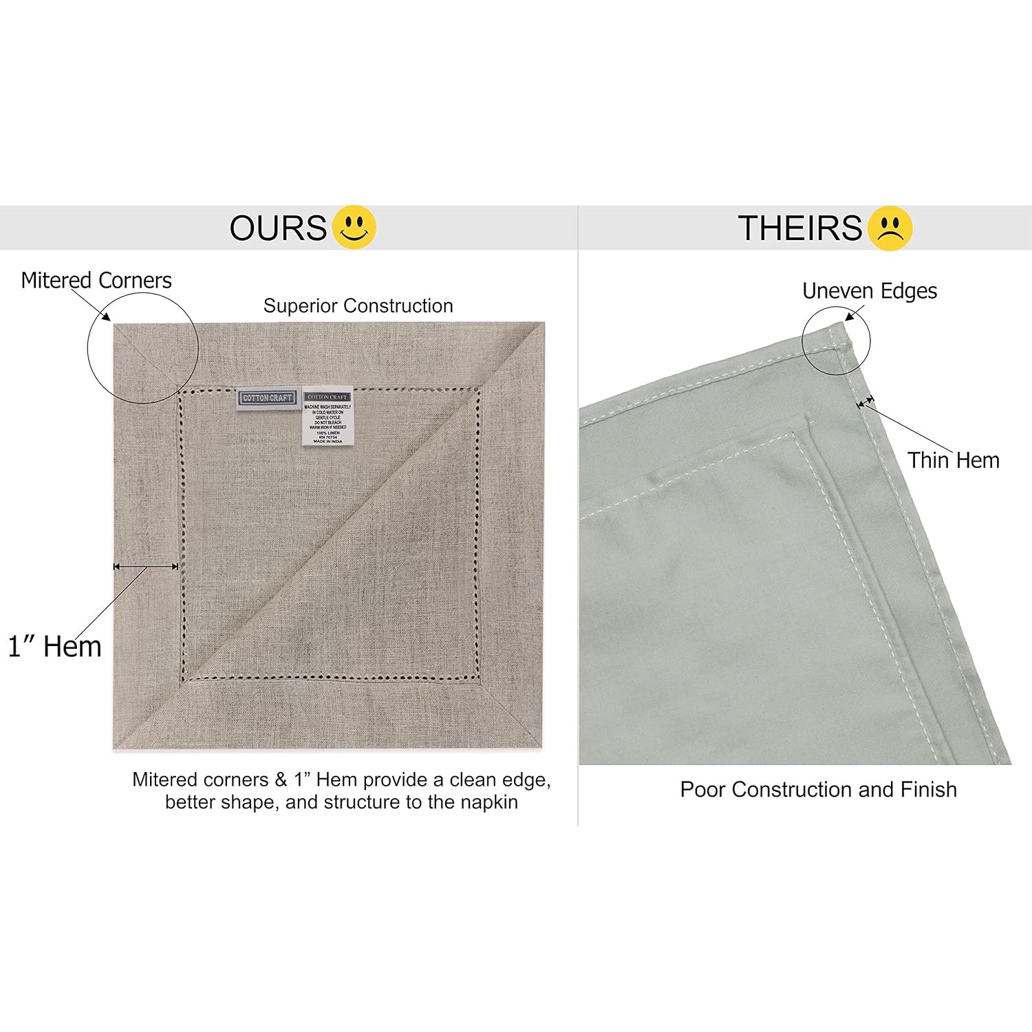 Natural Linen Napkins Set of 12: image 9