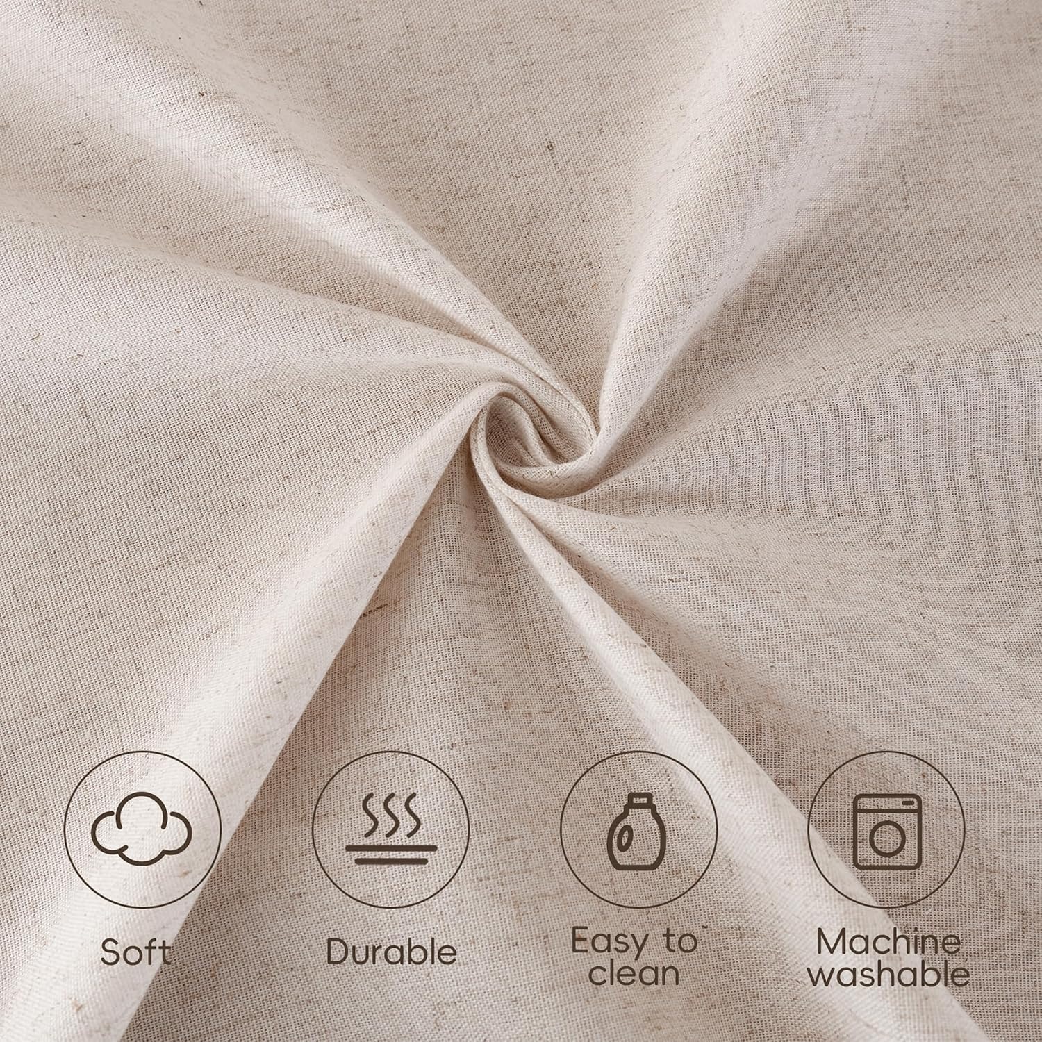 Oval Beige Cotton Linen Tablecloth with Tassels: image 4