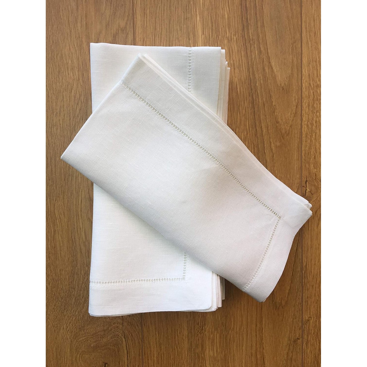 White Linen Hemstitch Napkins Set of 12