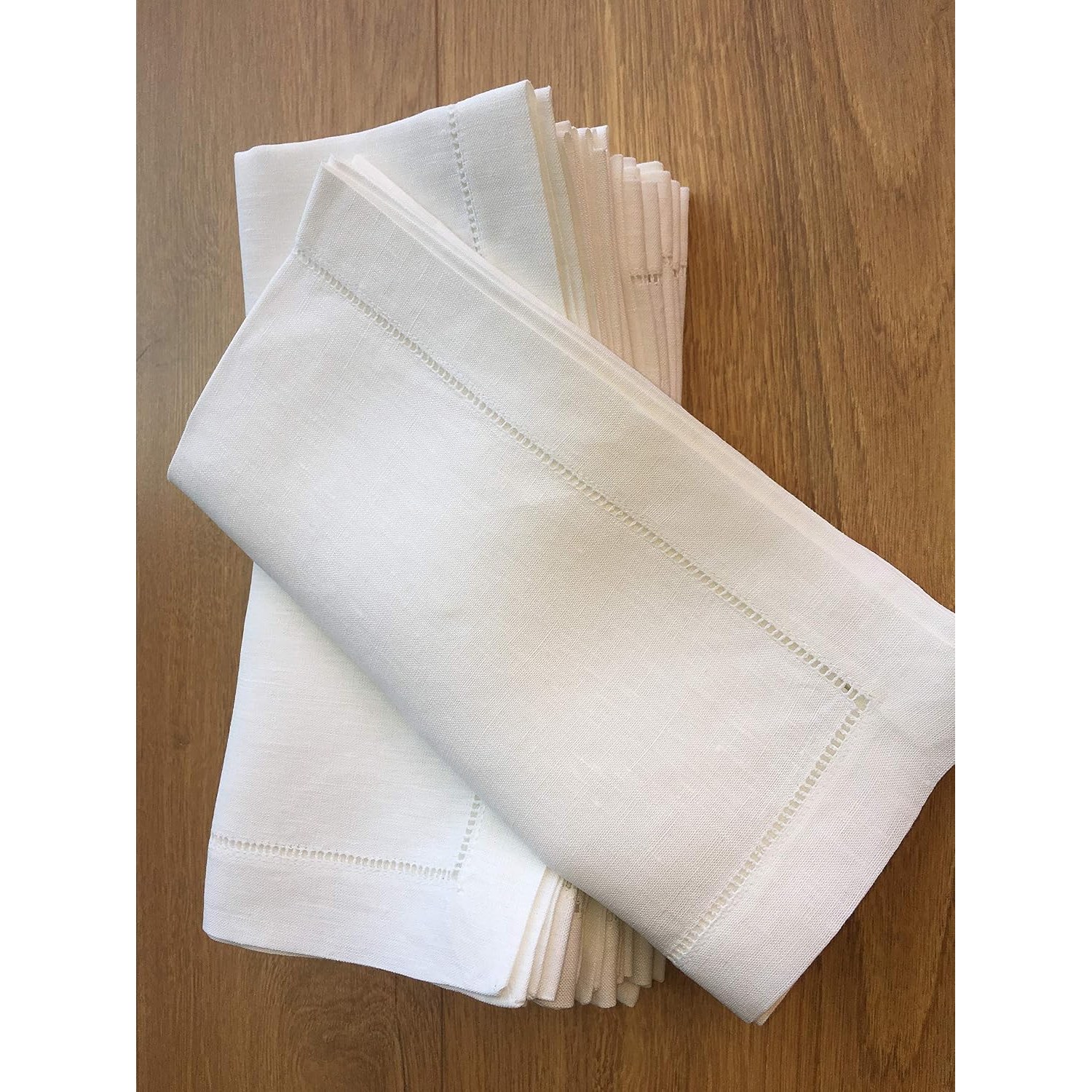 White Linen Hemstitch Napkins Set of 12