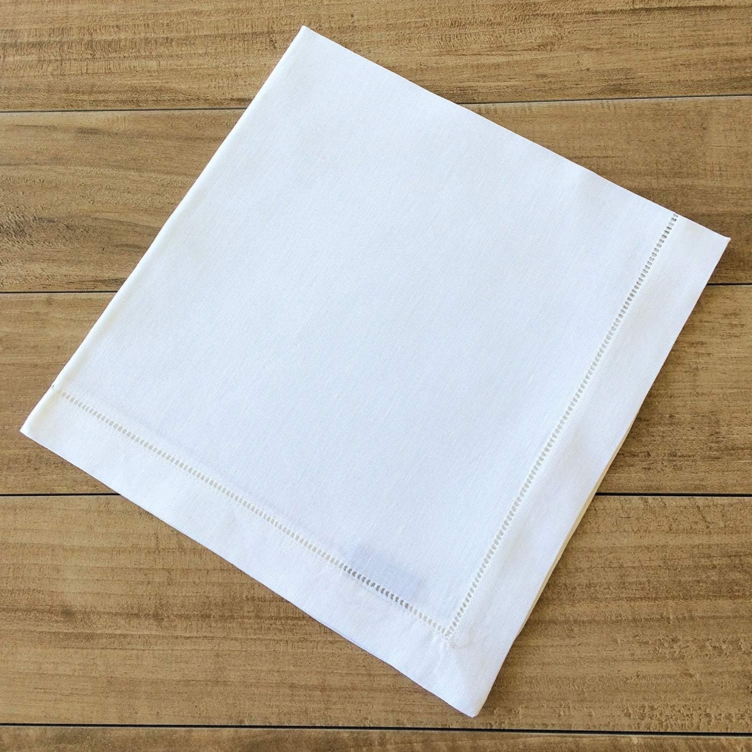 White Linen Hemstitch Napkins Set of 12: image 8