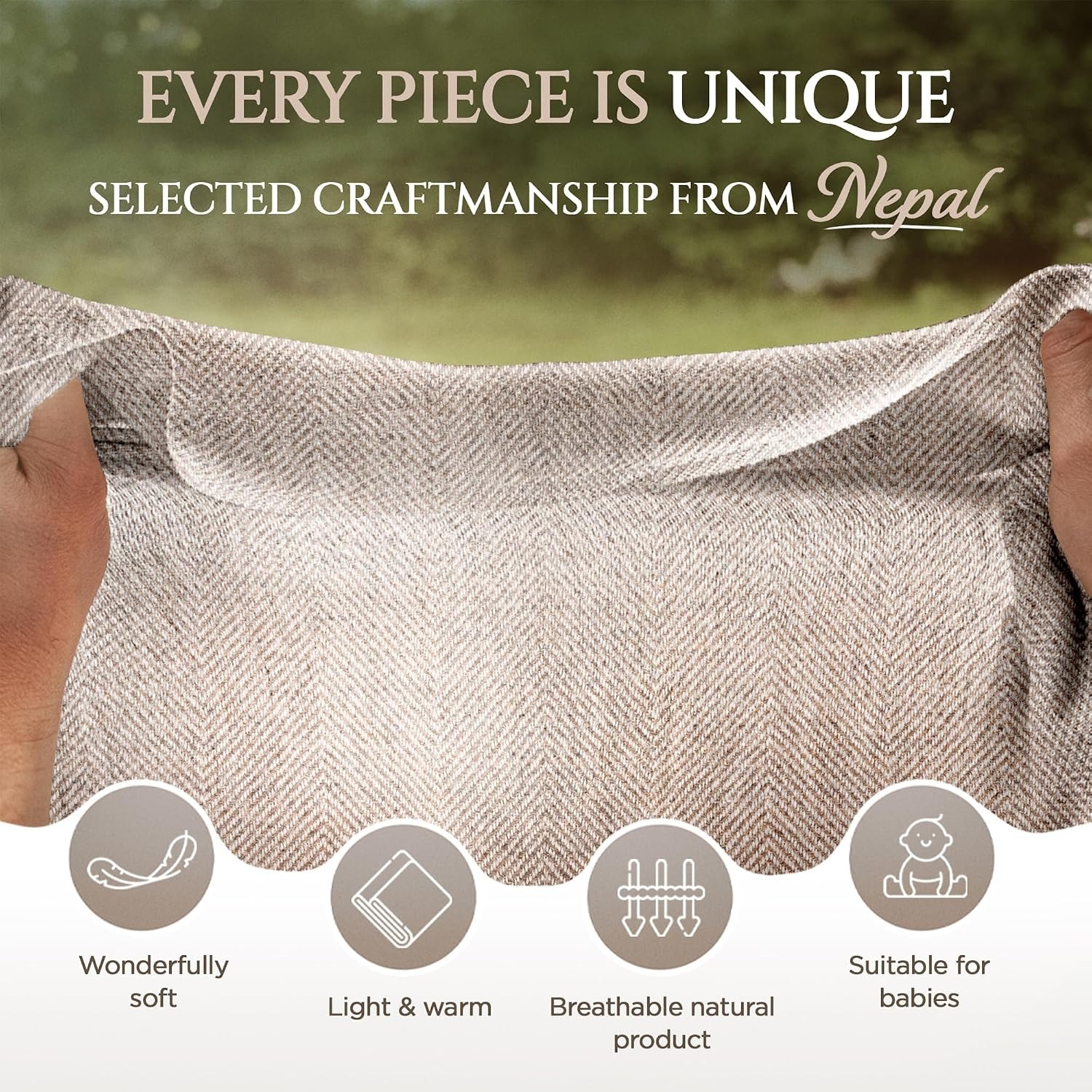 Handwoven 100% Cashmere Blanket 125 x 250 cm: image 3