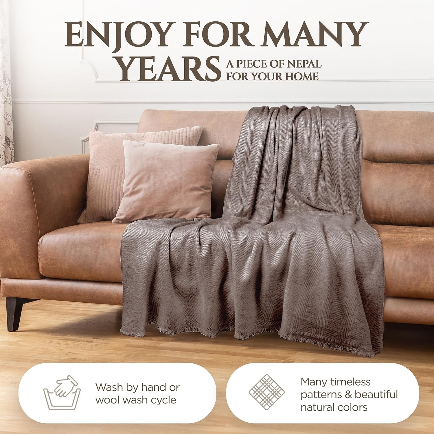 Handwoven 100% Cashmere Blanket 125 x 250 cm: image 5