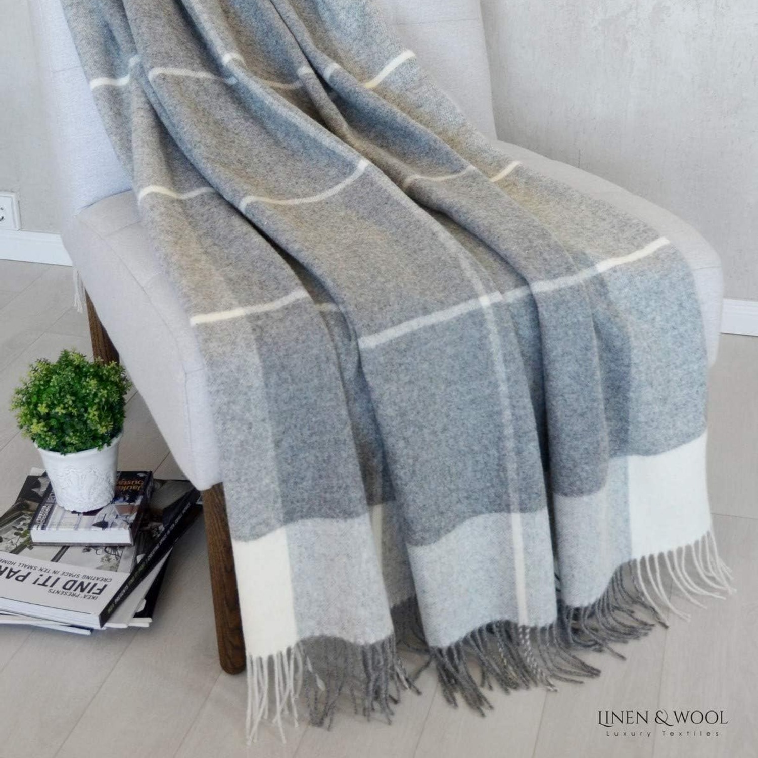 Merino Wool Check Blanket 140 x 200 cm: image 3