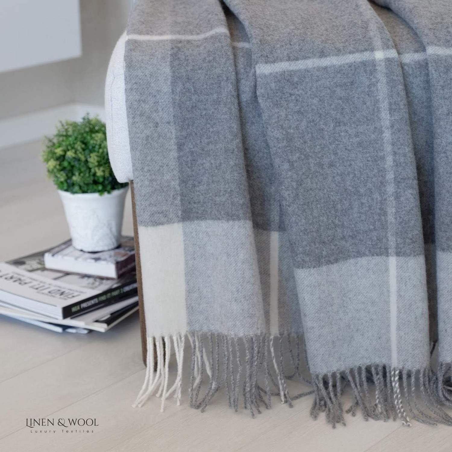 Merino Wool Check Blanket 140 x 200 cm: image 4