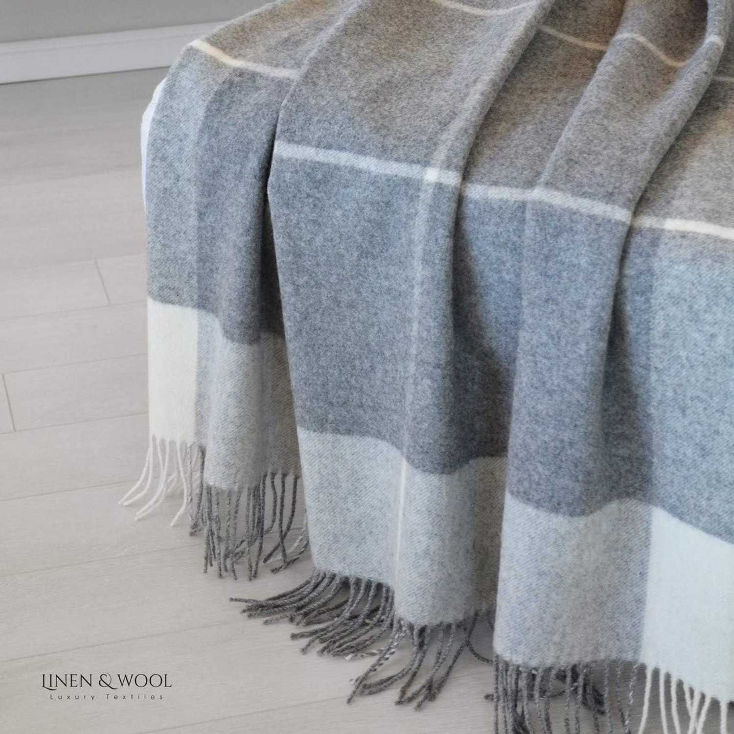 Merino Wool Check Blanket 140 x 200 cm: image 5