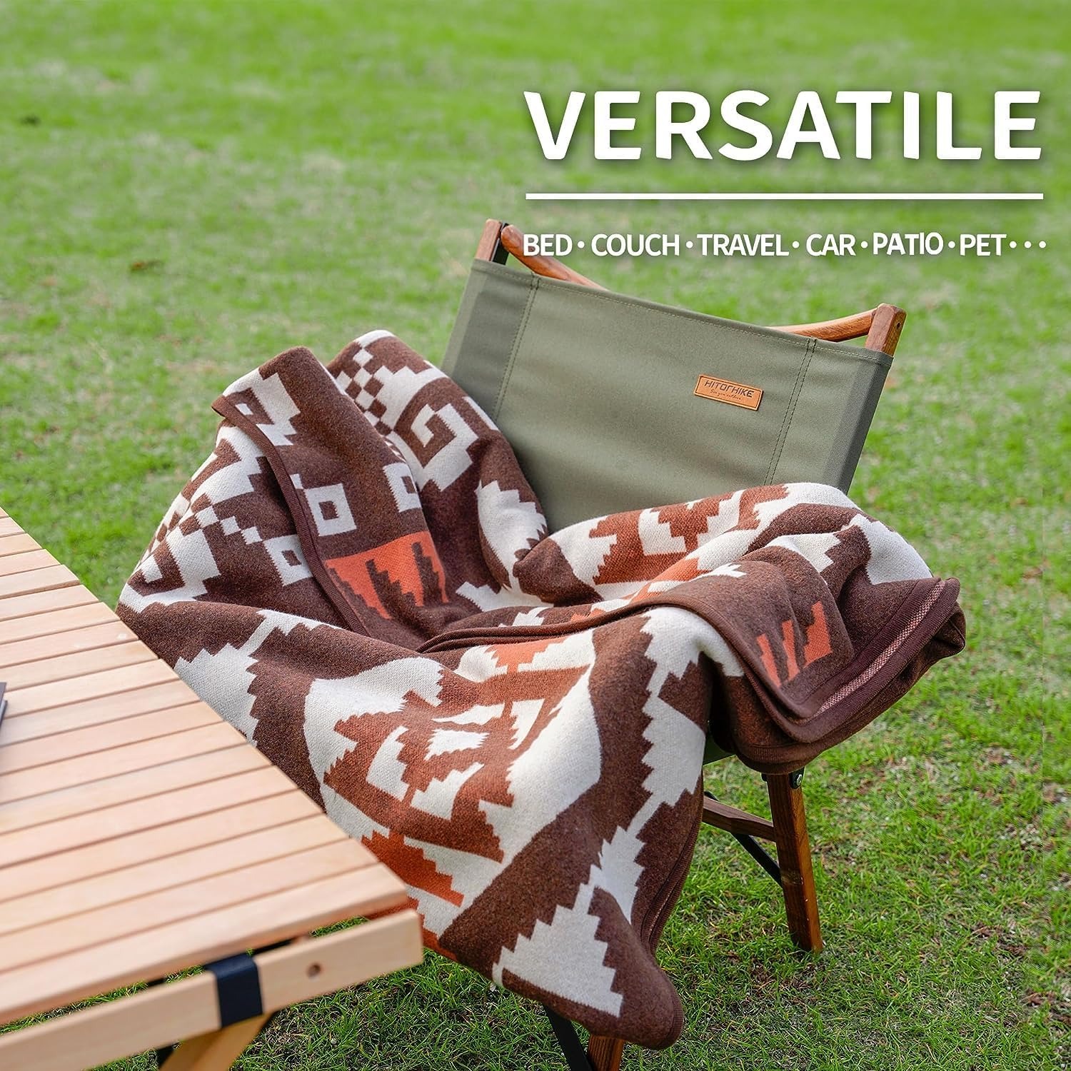 Wool Blend Knitted Throw in Indian Brown: image 7